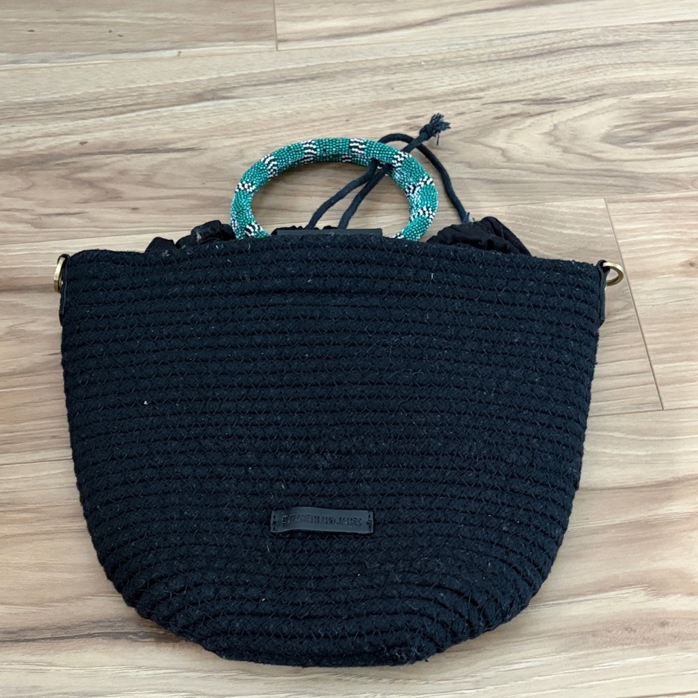ELIZABETH AND JAMES Women's Black Corded Hand Bag